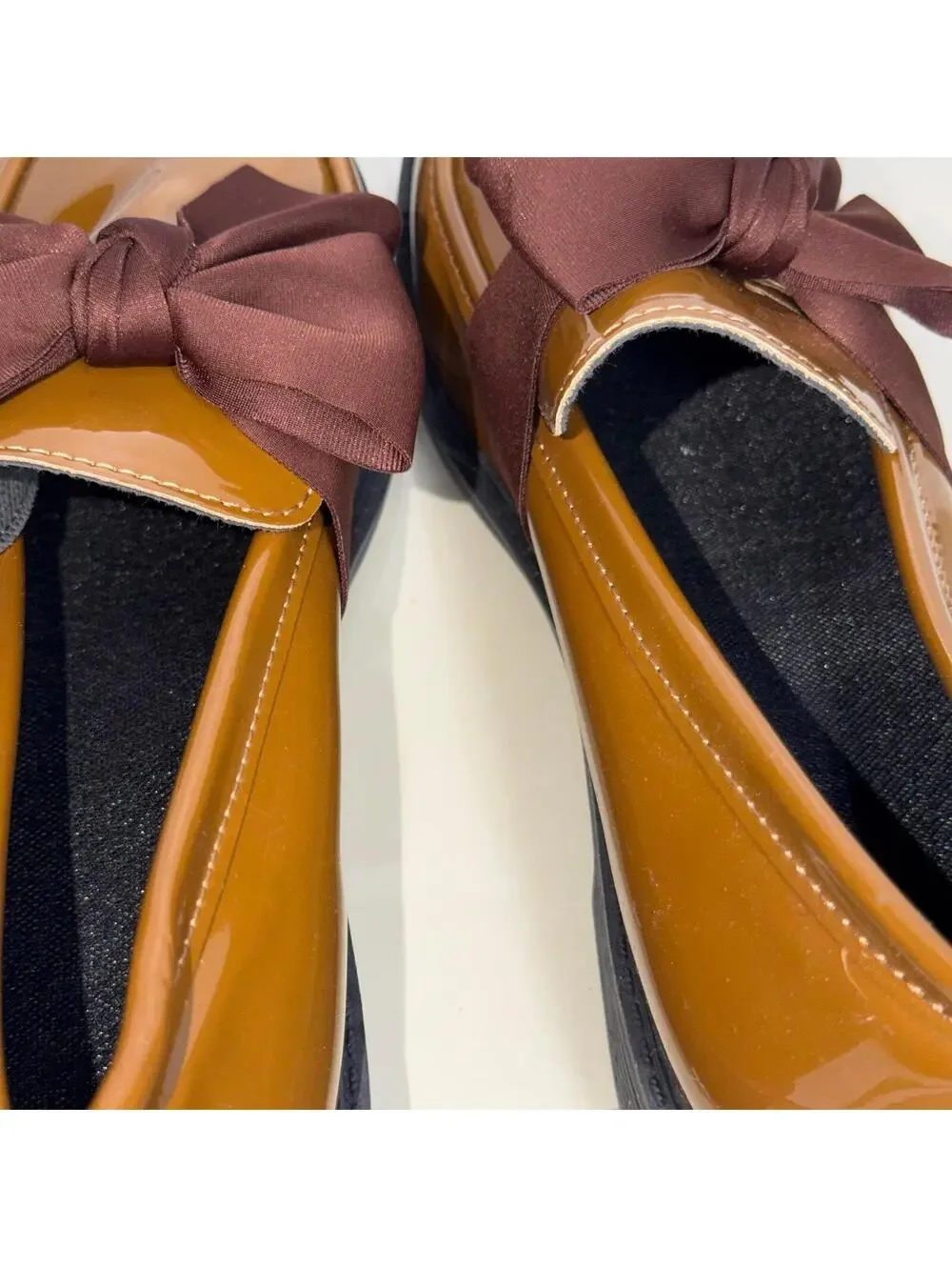 Altaolain Brown Patent Bow Loafers Women’s Size 42 NWOT